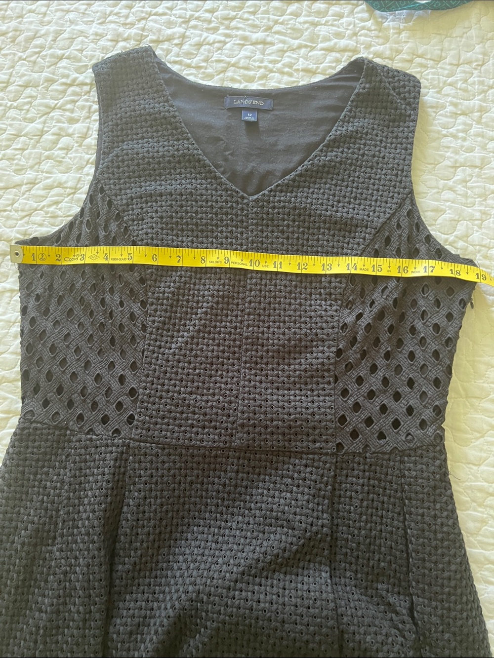 Lands' End Black Cotton Eyelet Midi Dress - Picture 13 of 16